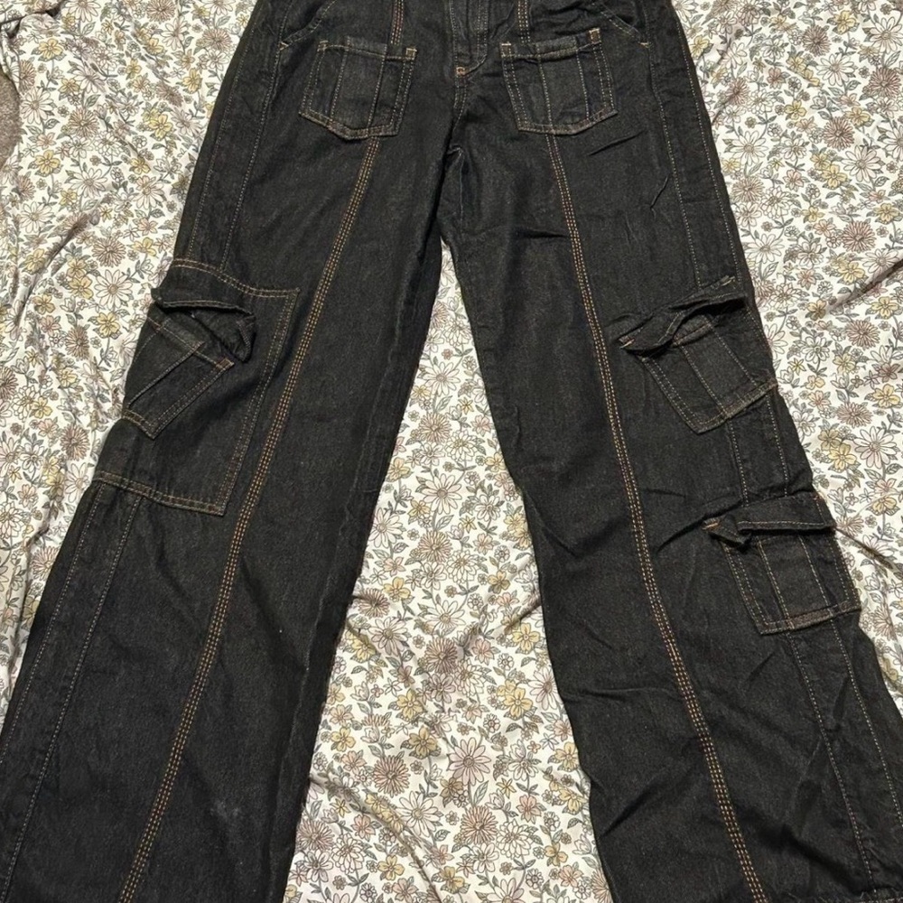BDG Black Cargo Pants with Contrast Stitching
